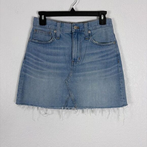 Madewell Light Wash Rigid Denim A-line Jean Skirt Size 26 - Picture 1 of 10